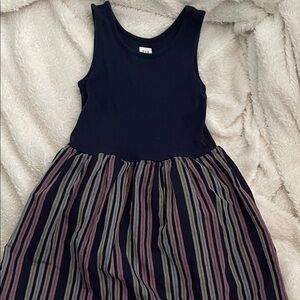 GAP Navy Tank Dress with Pink and Olive Striped Skirt